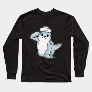 Seal as Sailor with Hat Long Sleeve T-Shirt